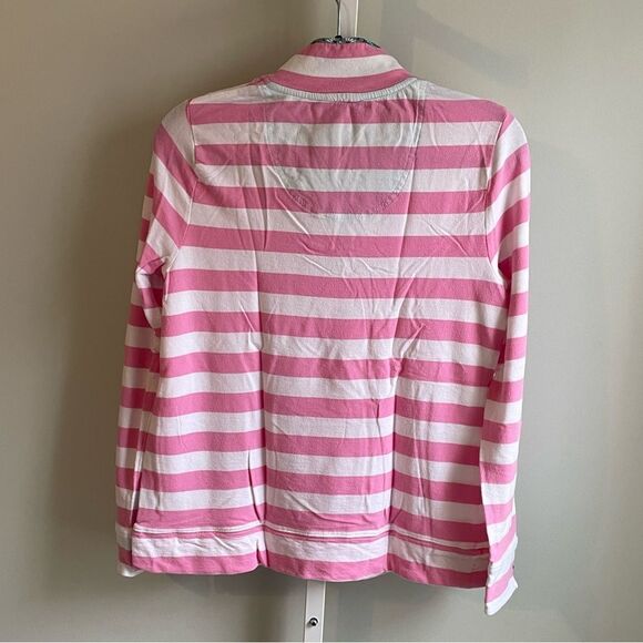 Crown & Ivy Pink and White Striped Pullover with Buttons - Picture 3 of 3